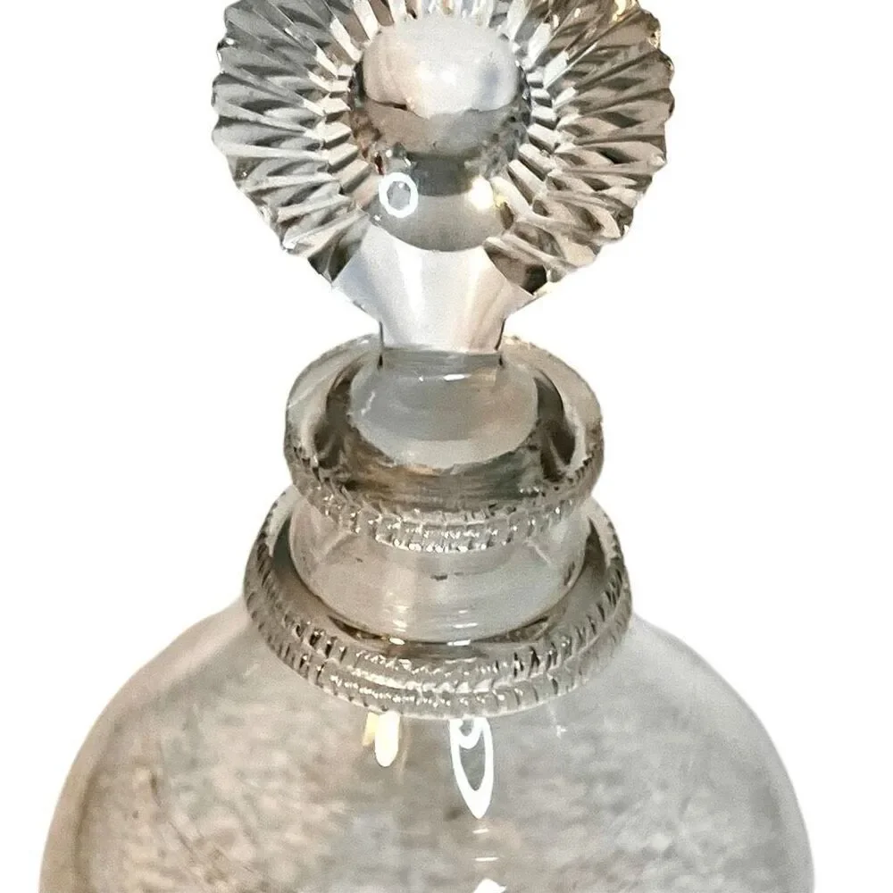 Antique Blown Glass Decanter with Applied Bands And Sunburst Stopper